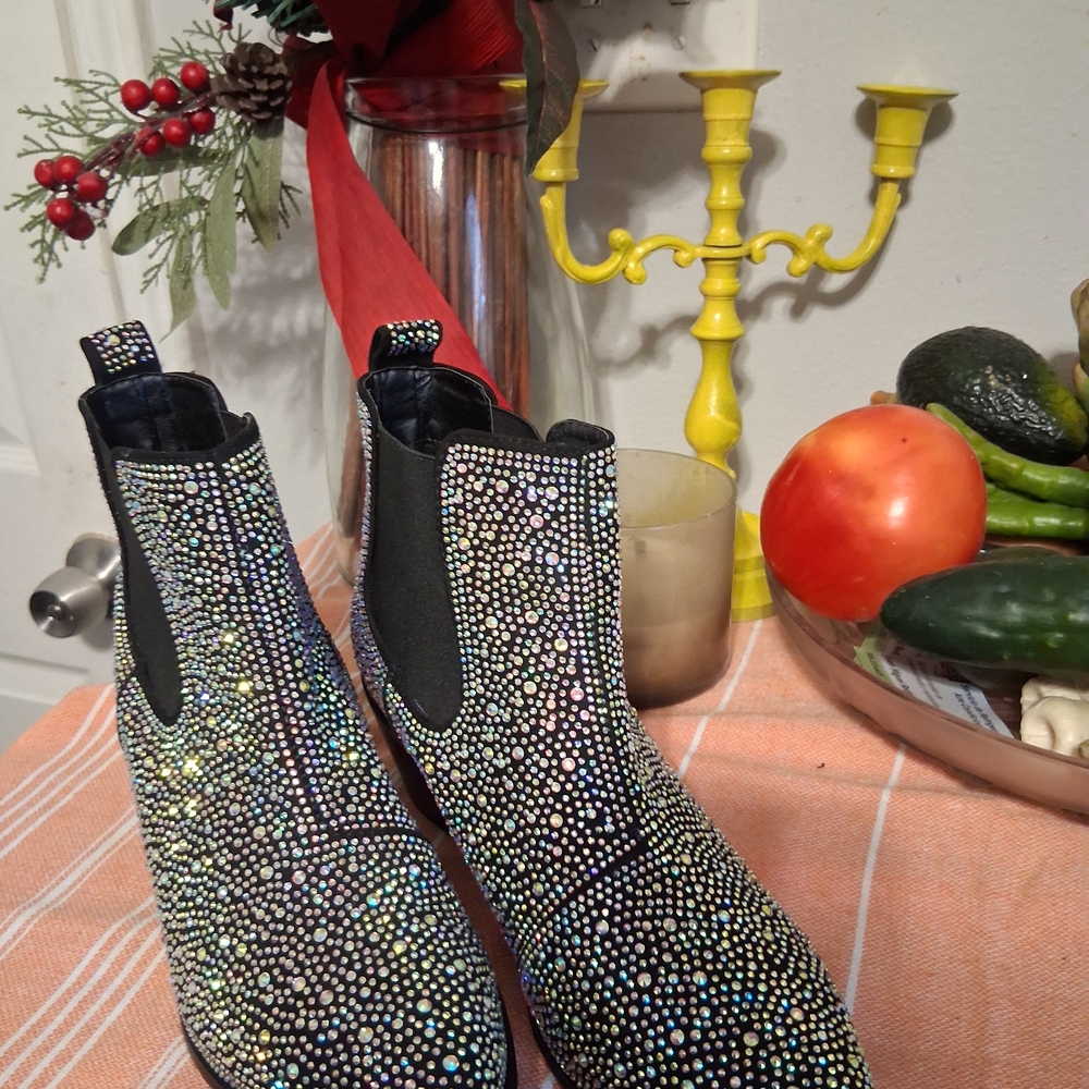 Sparkling Black Ankle Boots